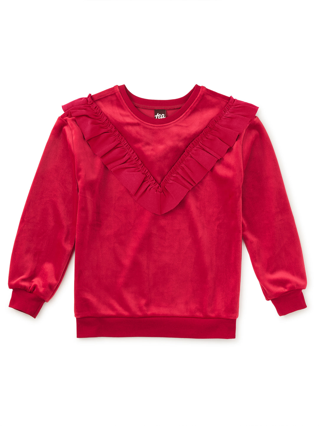 Tea Collection Velour Ruffle Tunic Top - Red Wagon