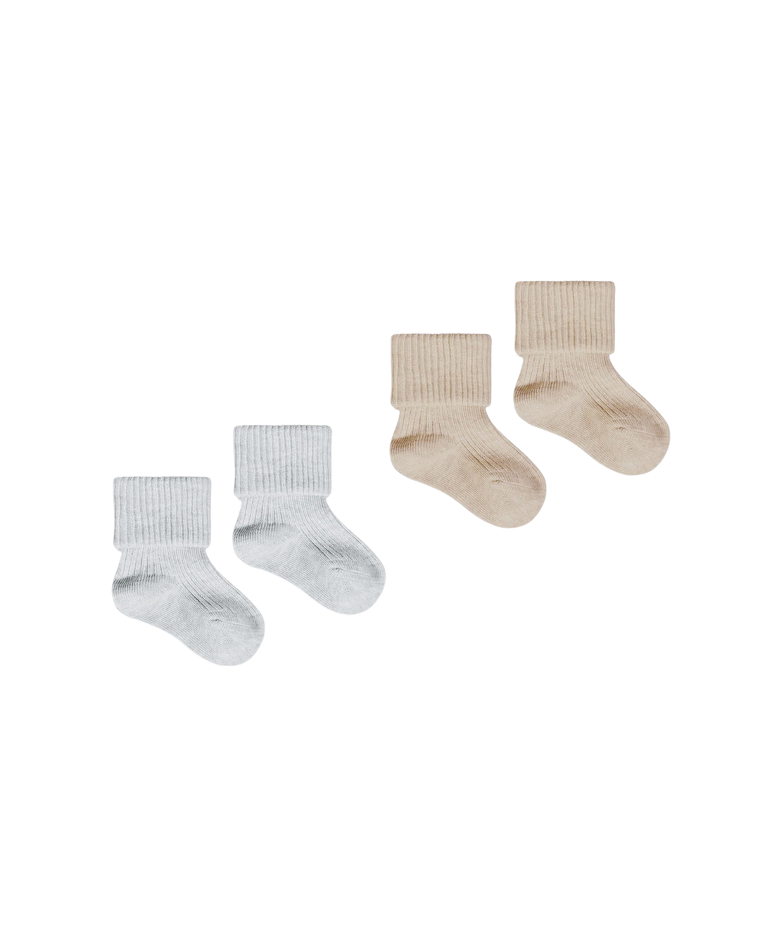 Quincy Mae Melange Socks - Taupe, Blue