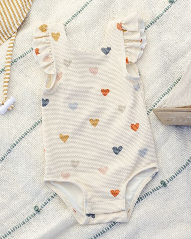 Quincy Mae Scoop Back Once-Piece Swimsuit - Confetti Hearts