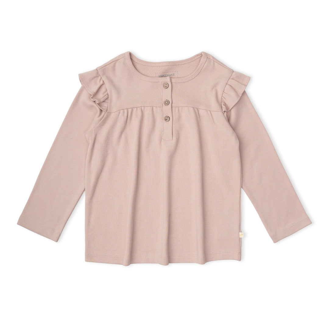 Makemake Organics Ruffle Sleeve Top - Dusty Rose