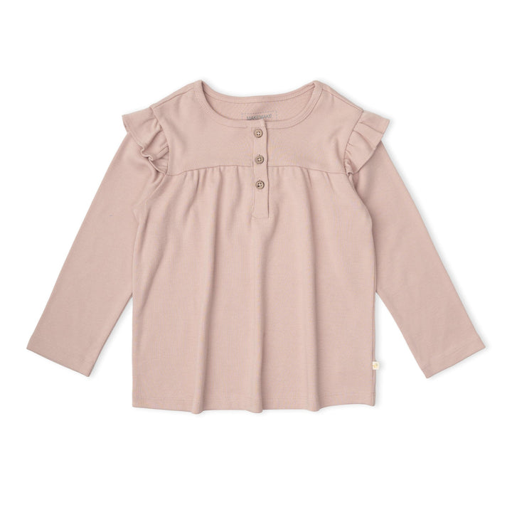 Makemake Organics Ruffle Sleeve Top - Dusty Rose