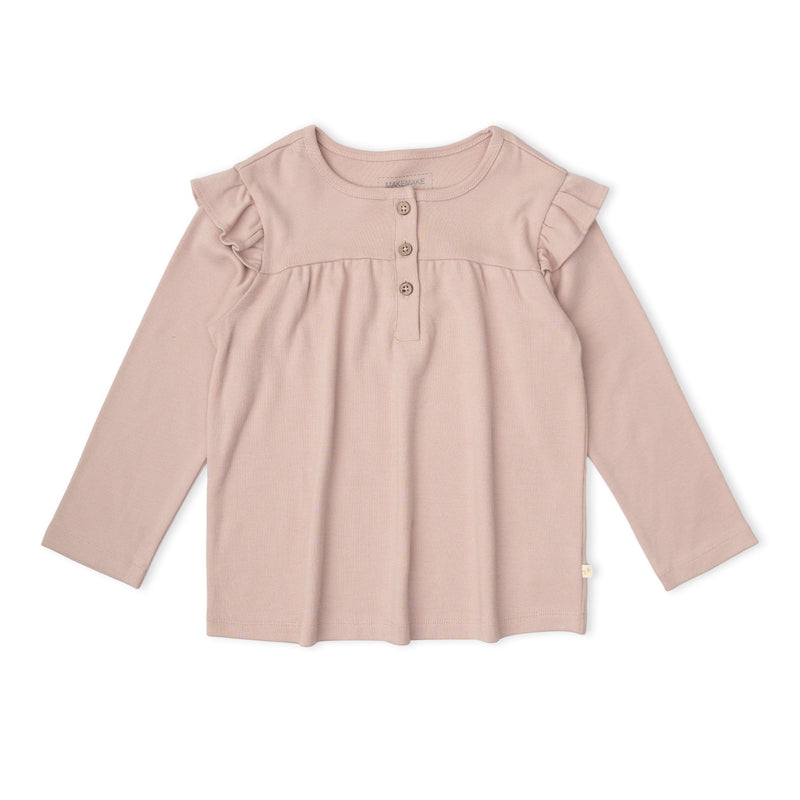 Makemake Organics Ruffle Sleeve Top - Dusty Rose