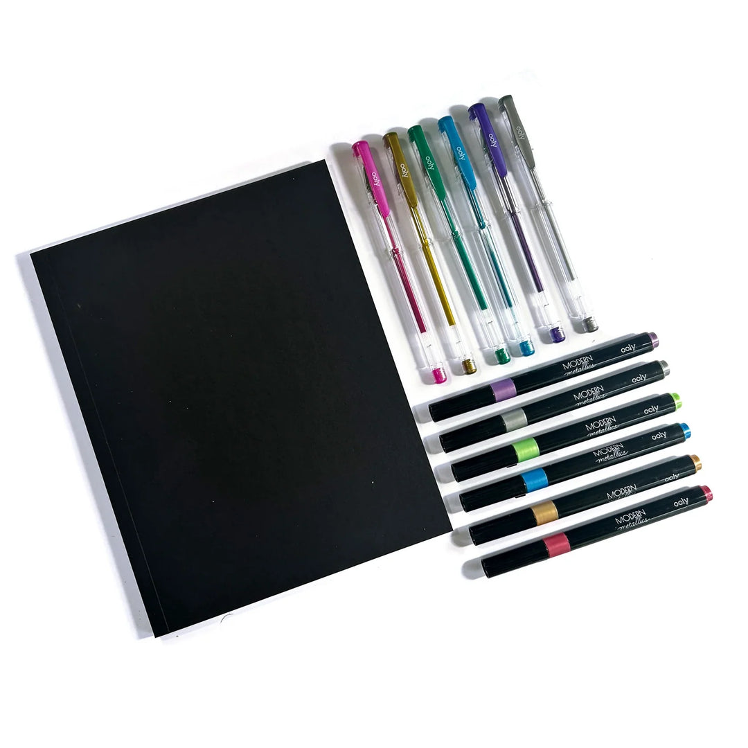 Ooly Modern Metallics DIY Sketchbook Kit - 13 PC Set