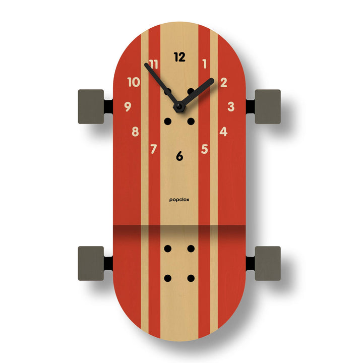 Popclox Skateboard Pendulum Clock - Wood