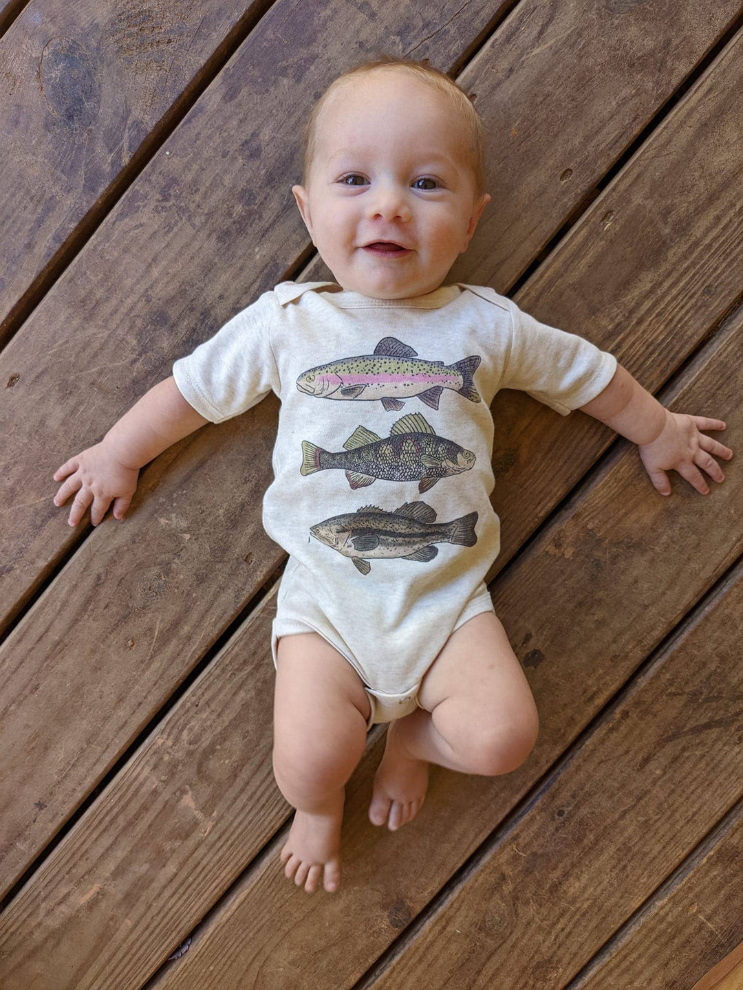 Barefoot Baby Three Fish Onesie