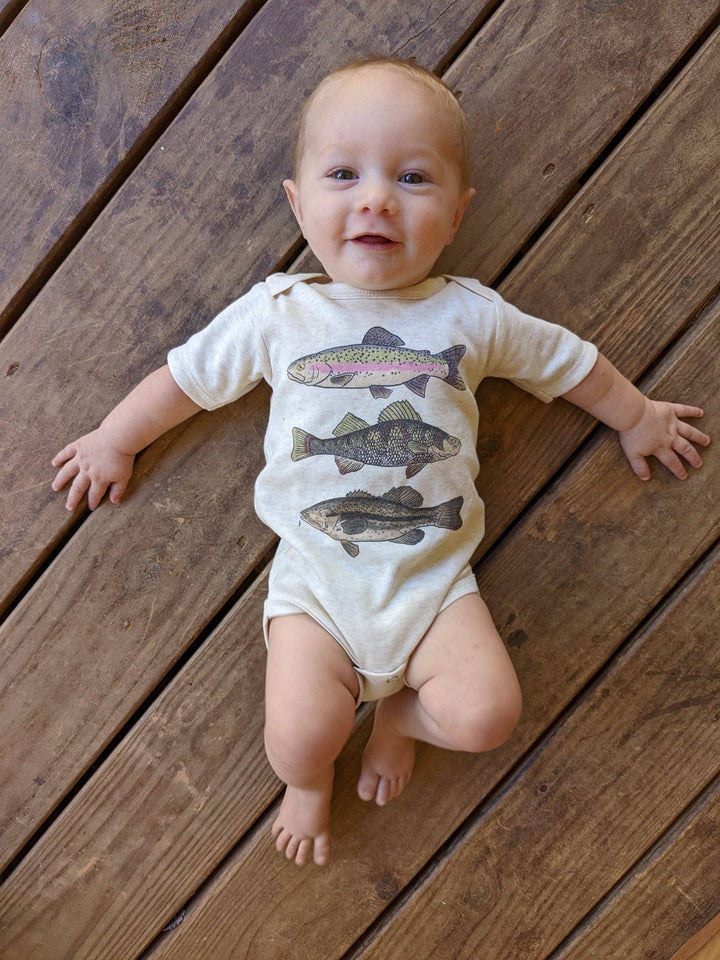 Barefoot Baby Three Fish Onesie