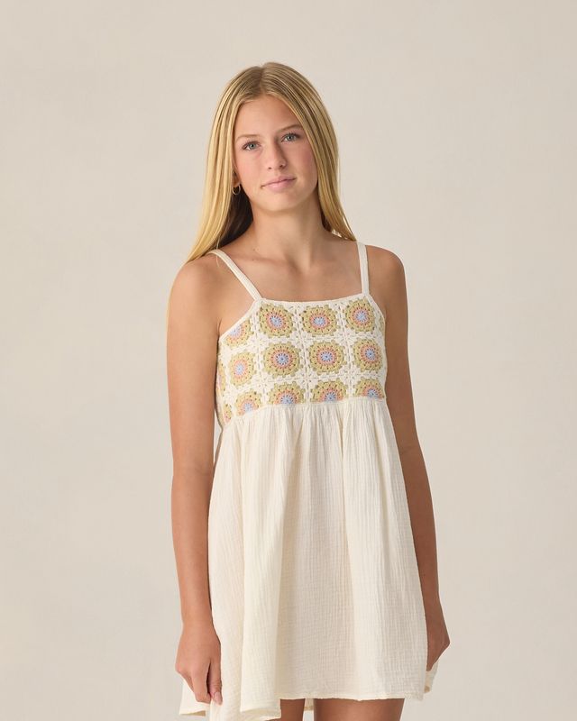 Rylee + Cru Teen Crochet Sundress - Citron Daisy Check