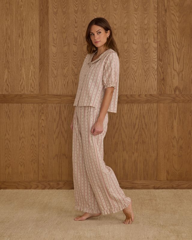 Rylee + Cru Womens Ruffle Pajamas - Candy Cane Stripe