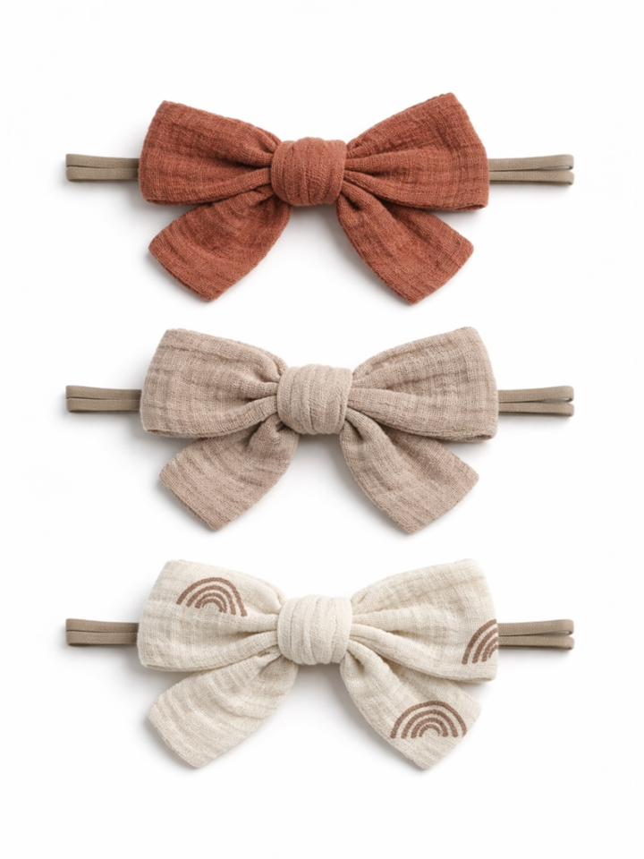 SpearmintLOVE 3-Pack Nylon Bows - Terra