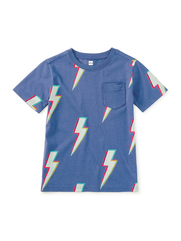 Tea Collection Printed Pocket Tee - Lightning Bolts