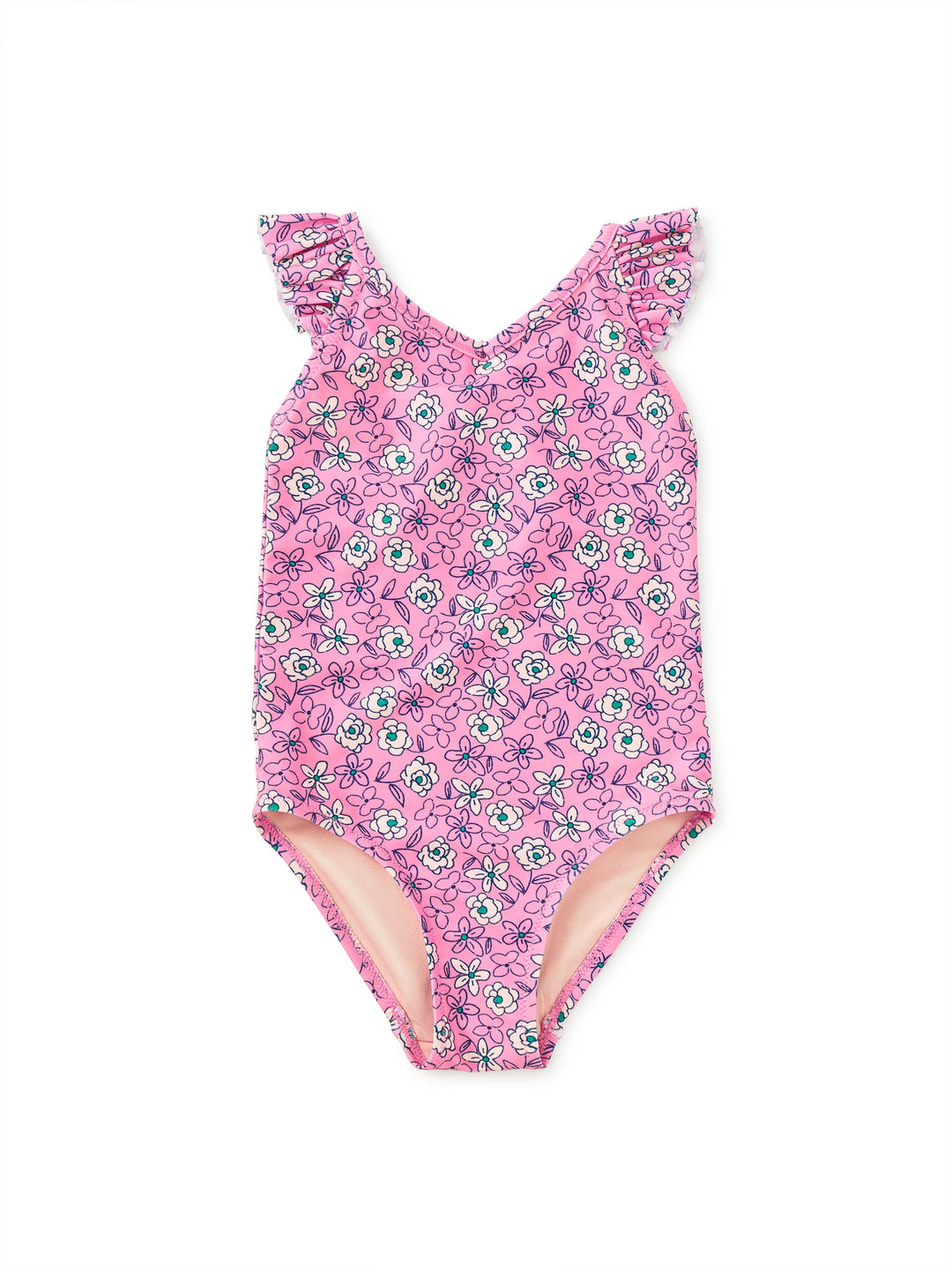 Tea Collection Ruffle One-Piece Swimsuit - Carnation Toss