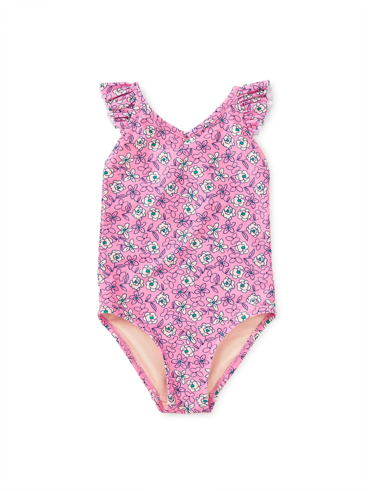 Tea Collection Ruffle One-Piece Swimsuit - Carnation Toss