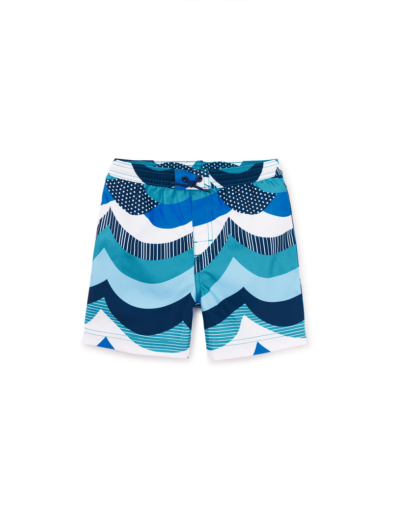 Tea Collection Mid-Length Swim Trunks - Scallop Waves