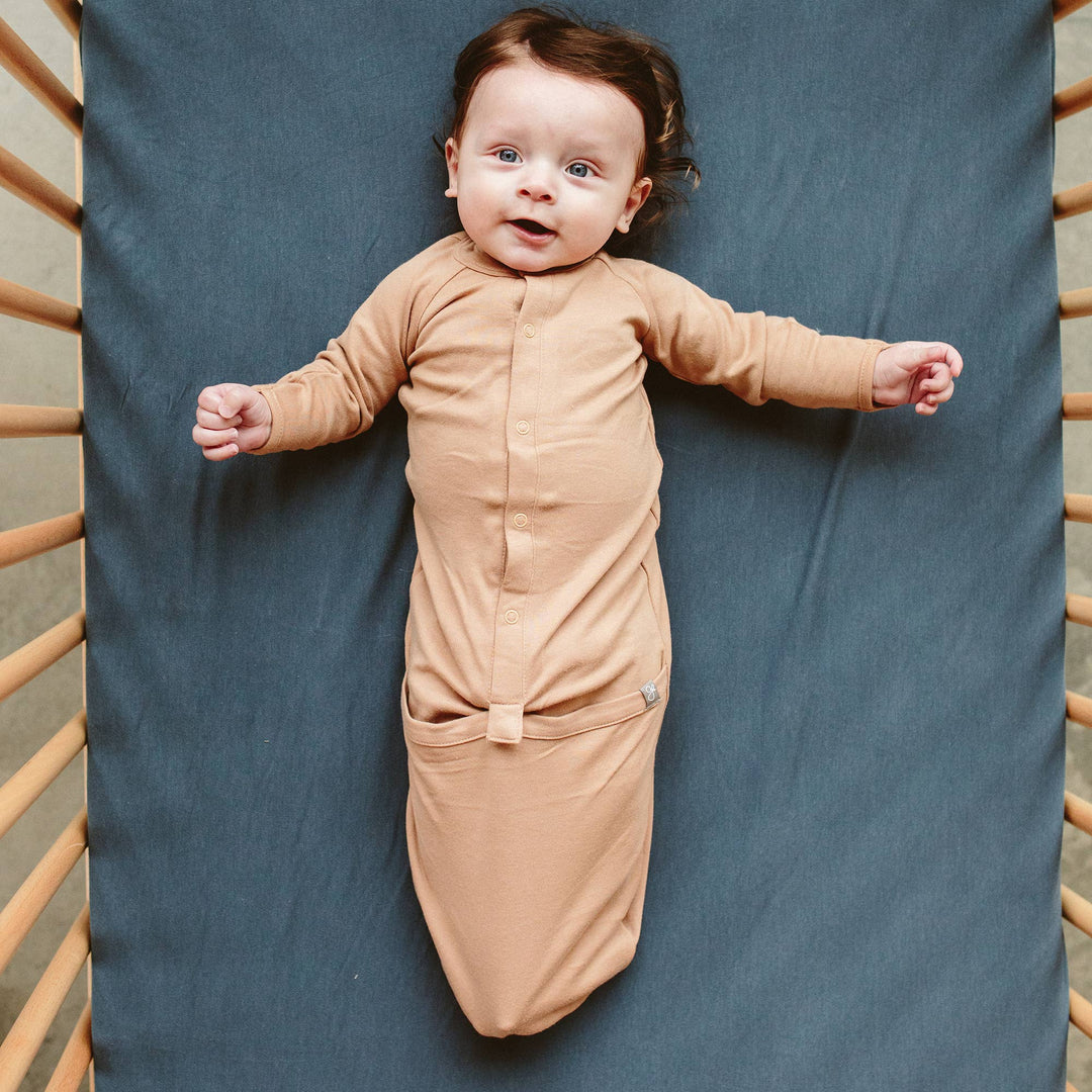 Goumi 24 Hour Convertible Sleeper Baby Gown - Sandstone