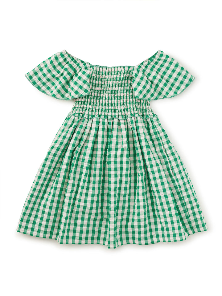 Tea Collection Flutter Sleeve Smocked Dress - Garden Party Check