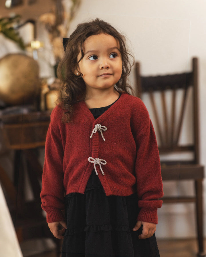 Noralee Bow Cardigan - Ruby