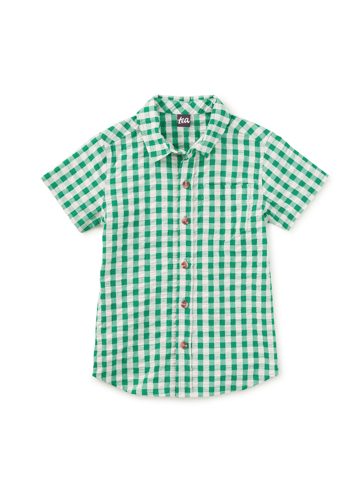 Tea Collection Plaid Button Up Woven Shirt - Garden Party Check