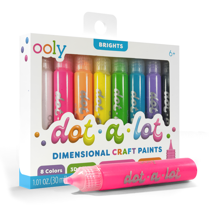 Ooly Dot-A-Lot Dimensional Craft Paint - Bright (Set of 8)