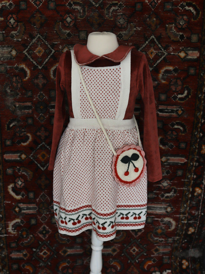 Kalinka Kids Rita Velvet Top - Cherry
