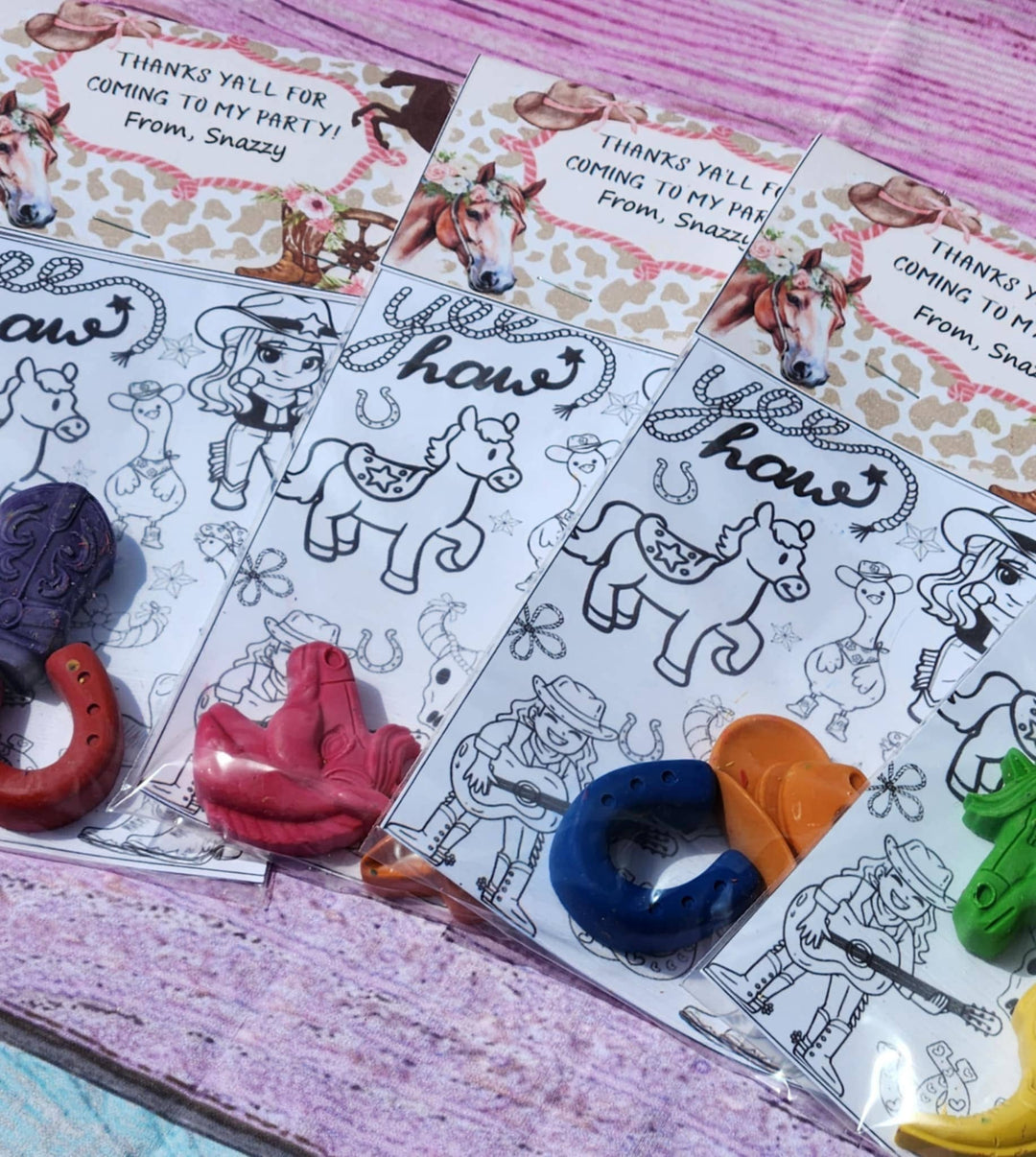 Snazzy Crayons Cowgirl Crayon Coloring Kit Western Birthday Party Favor