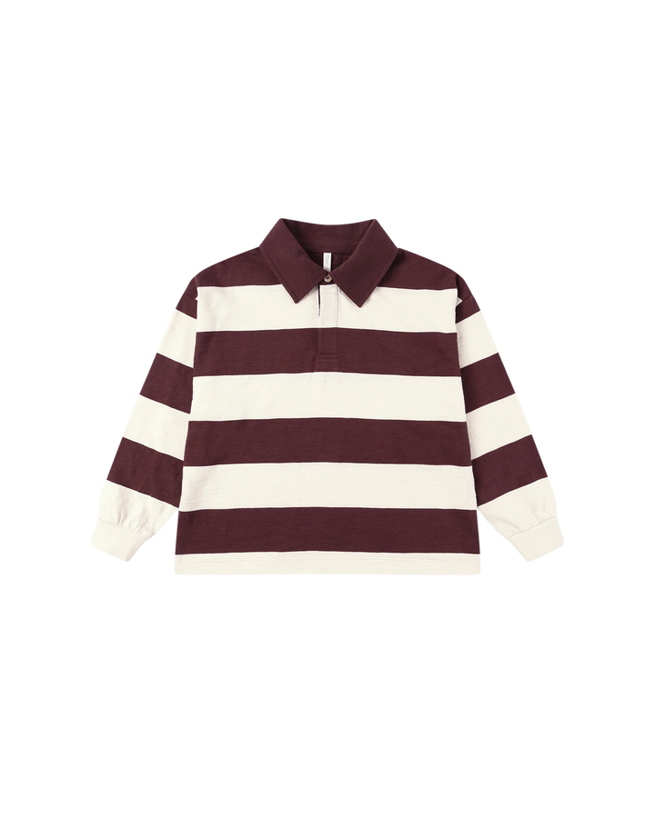 Rylee + Cru Rugby Polo - Burgundy Stripe