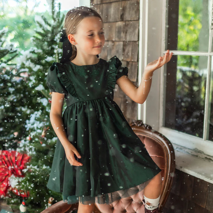 Souris Mini Taffeta & Tulle Emerald Green Dress