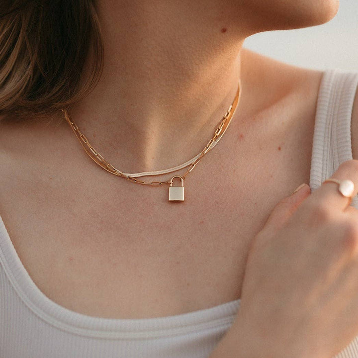 Mauve Jewelry Co. Newport Gold Filled Lock Necklace