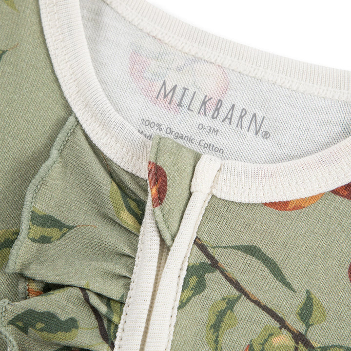 Milkbarn Organic Cotton Ruffle Footed Romper - Apple Orchard