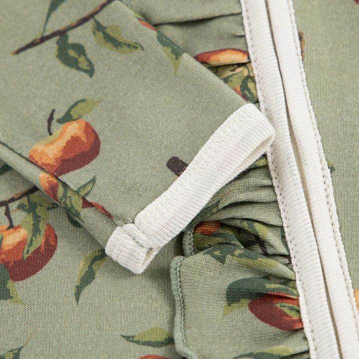 Milkbarn Organic Cotton Ruffle Footed Romper - Apple Orchard