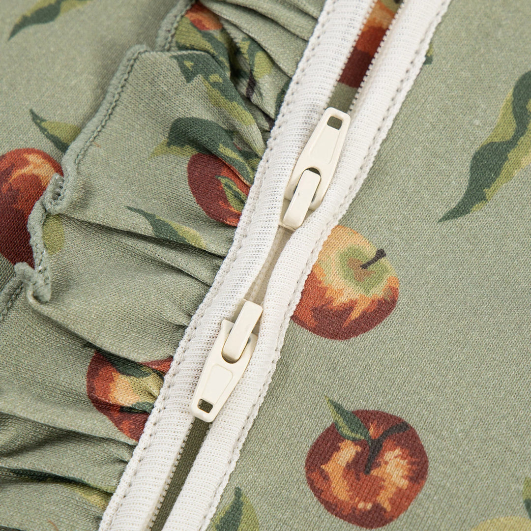 Milkbarn Organic Cotton Ruffle Footed Romper - Apple Orchard