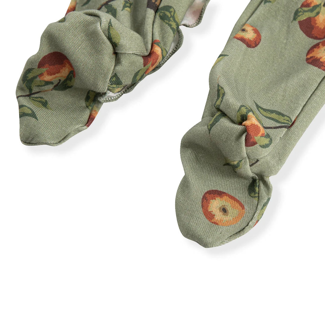 Milkbarn Organic Cotton Ruffle Footed Romper - Apple Orchard
