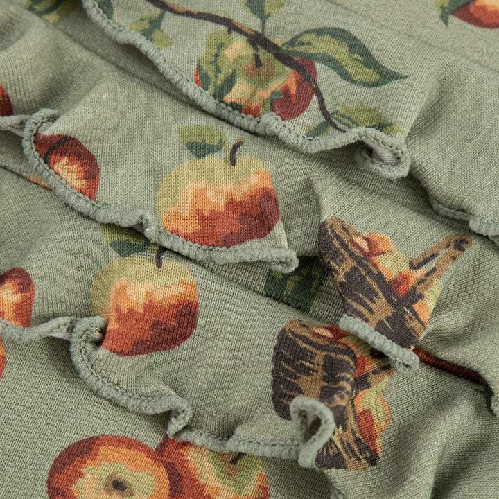 Milkbarn Organic Cotton Ruffle Footed Romper - Apple Orchard