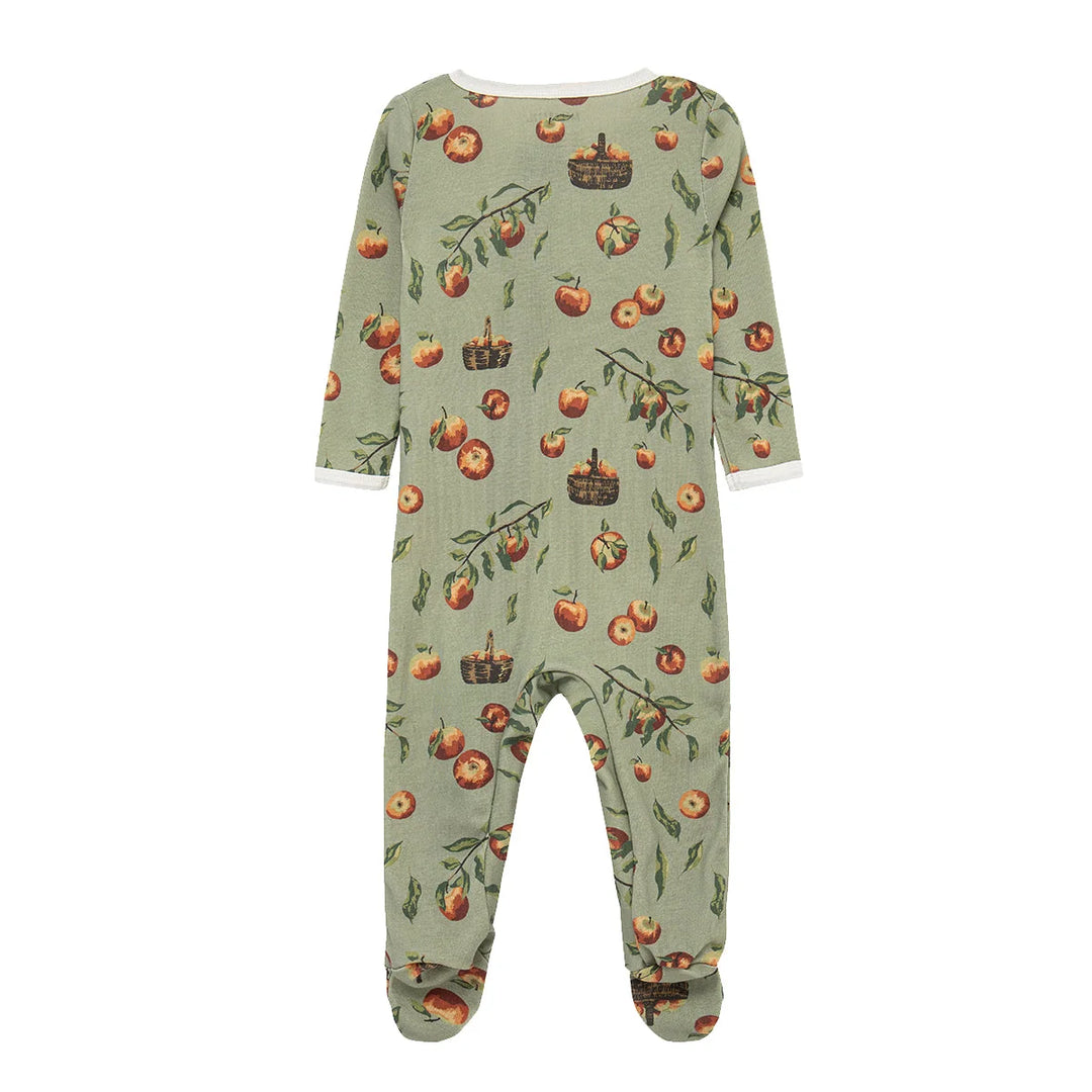 Milkbarn Organic Cotton Zipper Footed Romper - Apple Orchard