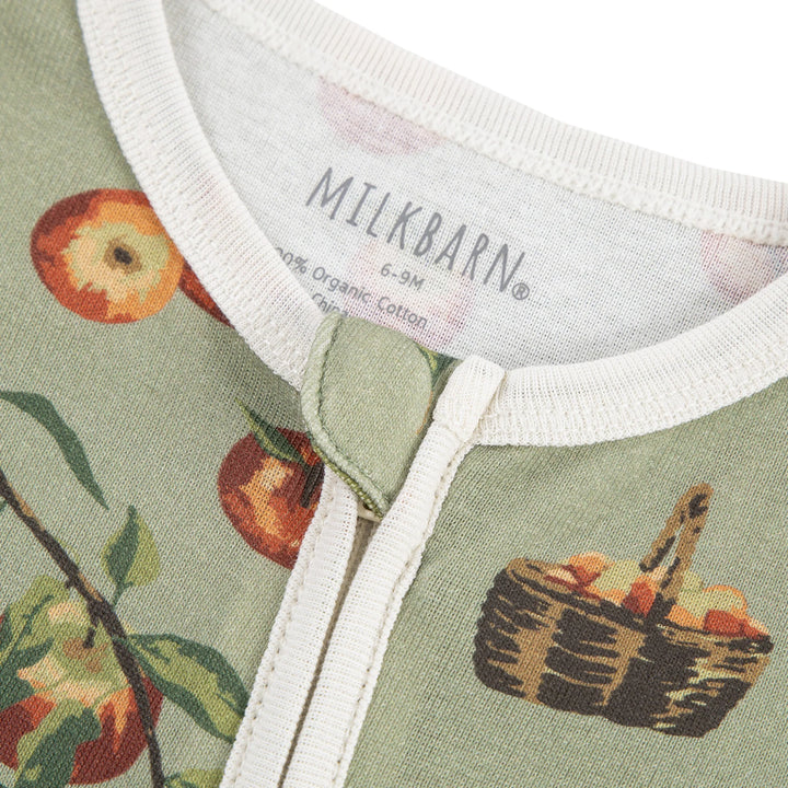 Milkbarn Organic Cotton Zipper Footed Romper - Apple Orchard