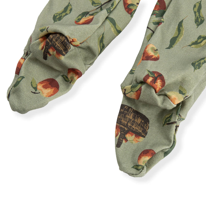 Milkbarn Organic Cotton Zipper Footed Romper - Apple Orchard