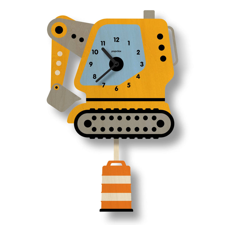 Popclox Excavator Pendulum Clock - Wood