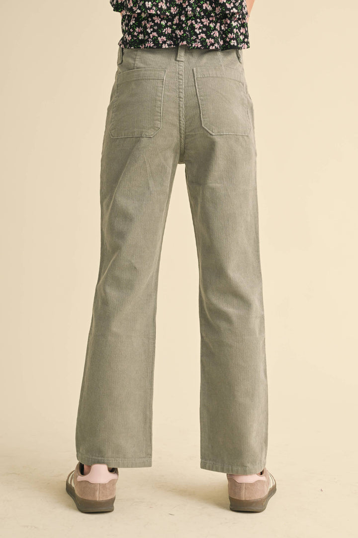 Heart And Arrow Straight Leg Corduroy Pants - Sage