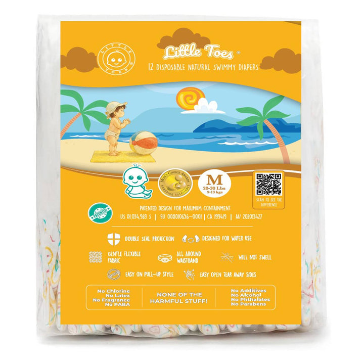 Little Toes Natural Disposable Swim Diapers 12-Pack - Medium