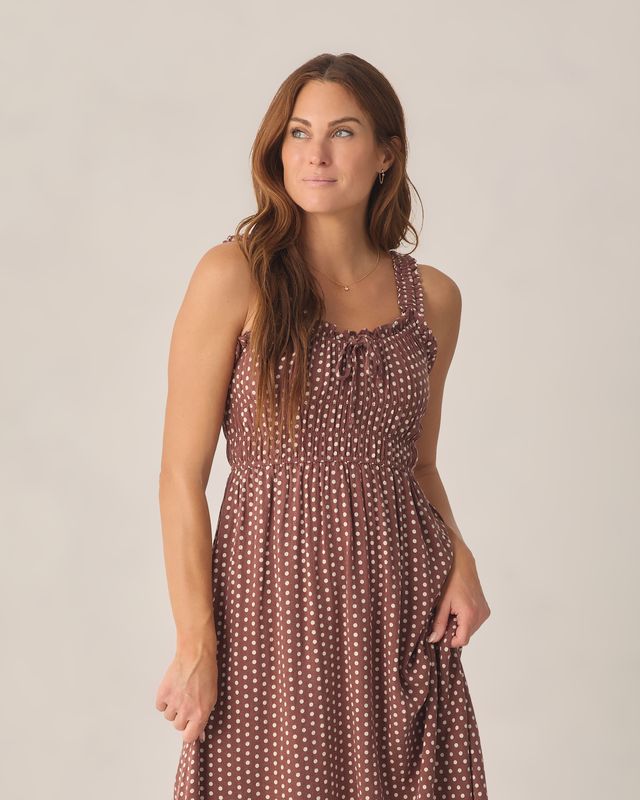 Rylee + Cru Women's Jane Dress - Chocolate Polka Dot