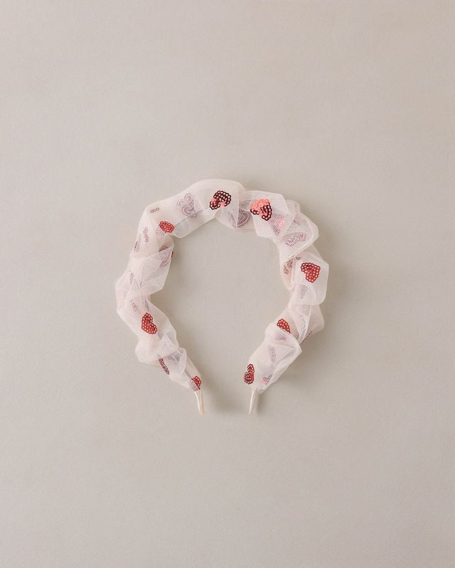 Noralee Gathered Headband - Red Hearts