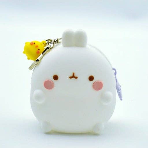 Molang Silicone Zipper Pouch – Soft Coin Purse with Charm