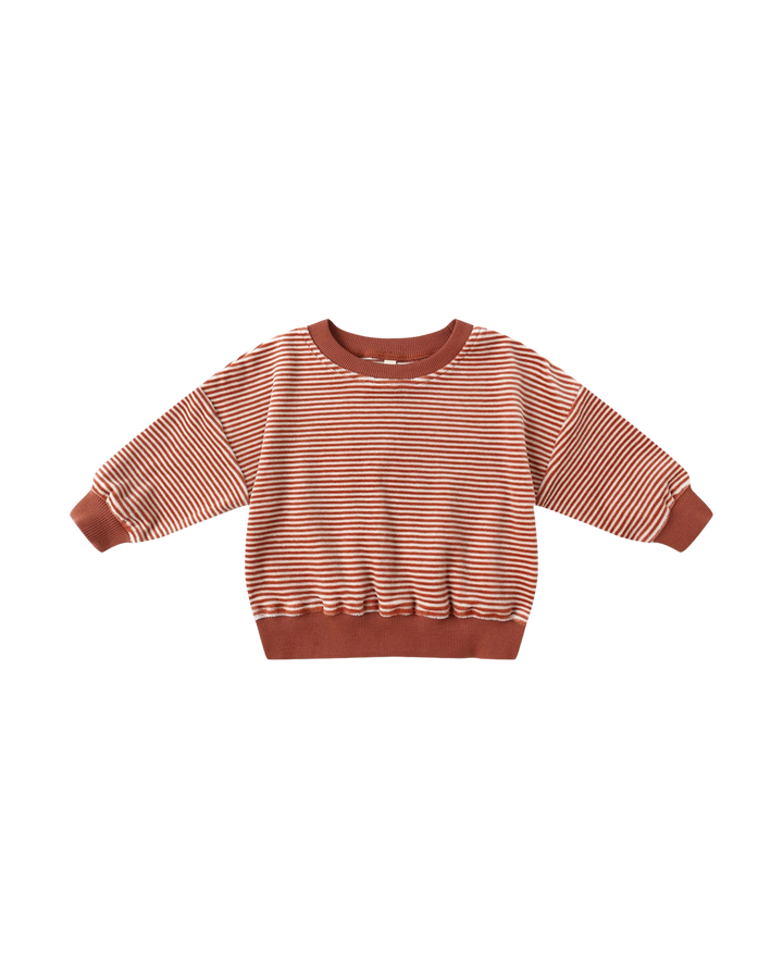 Quincy Mae Velour Relaxed Sweatshirt - Candy Stripe