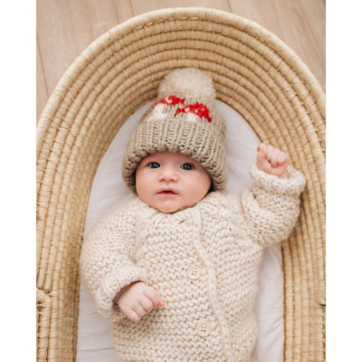Huggalugs Mushroom Hand Knit Beanie Hat