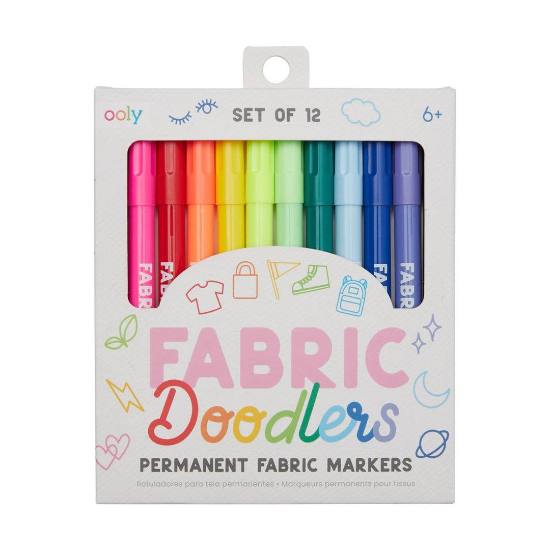 Ooly Fabric Doodlers Permanent Fabric Markers (Set of 12)