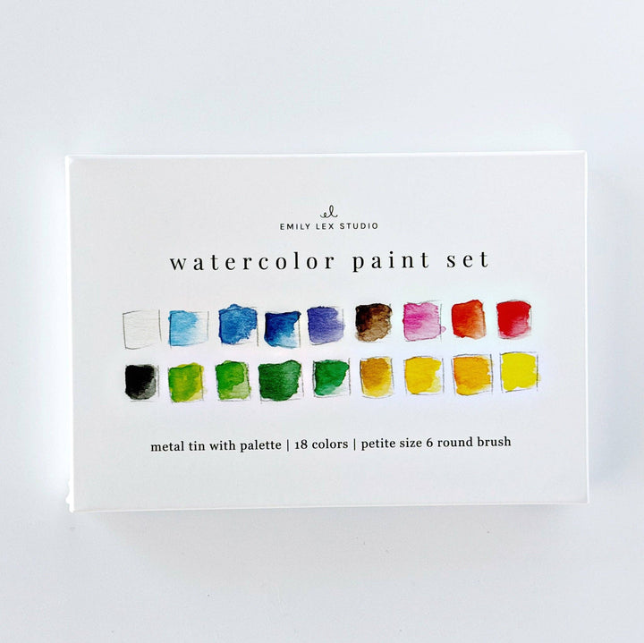 Emily Lex Studio Watercolor Paint Set - 18 Colors With Brush