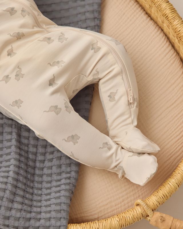 Quincy Mae Bamboo Zip Footie - Elephants