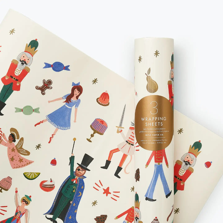 Rifle Paper Co Nutcracker Wrapping Sheets - Roll of 3