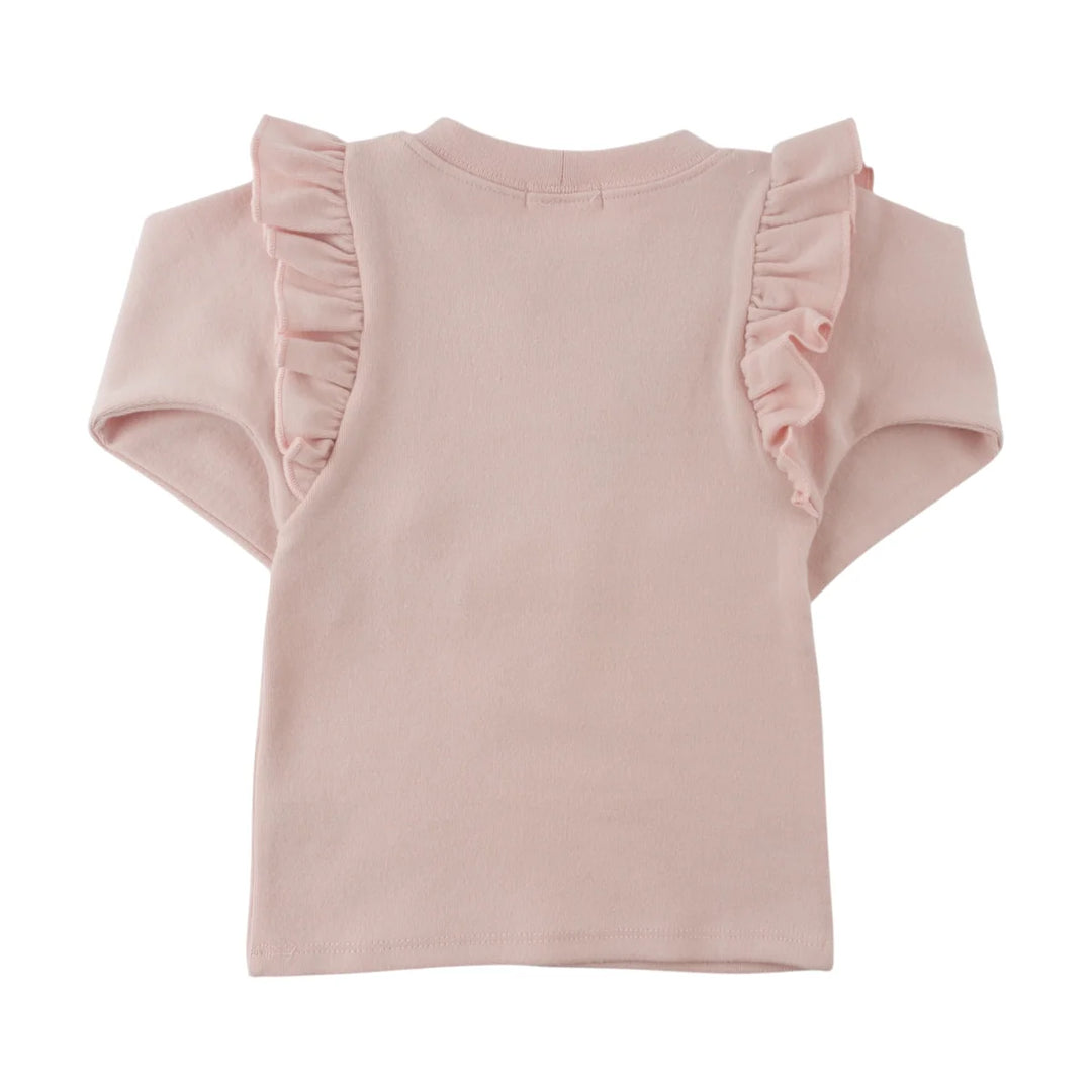 Oh Baby! Mother Goose Applique Ruffle Tee - Dusty Pink