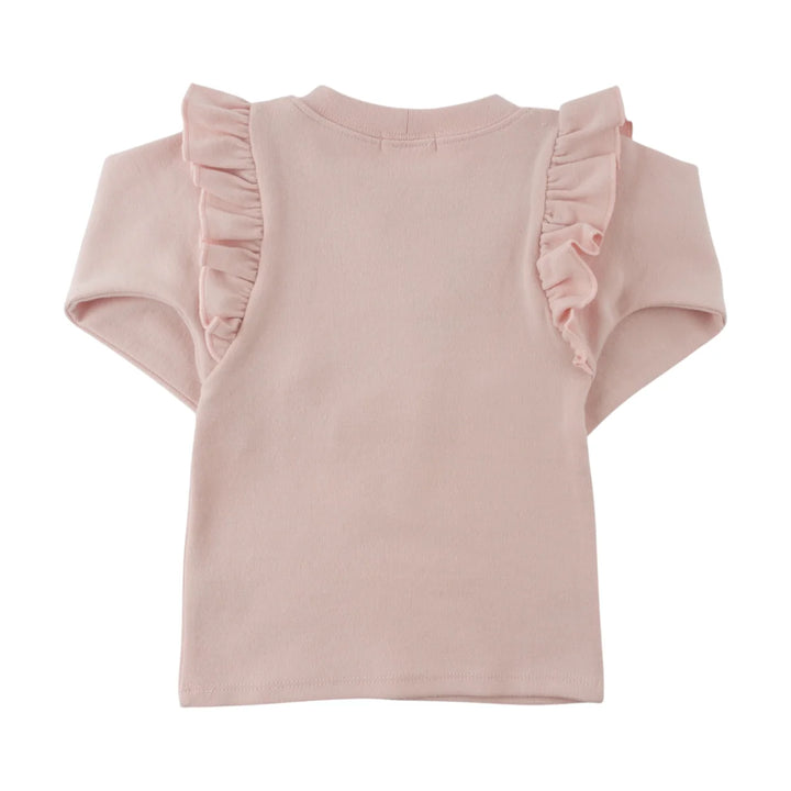 Oh Baby! Mother Goose Applique Ruffle Tee - Dusty Pink