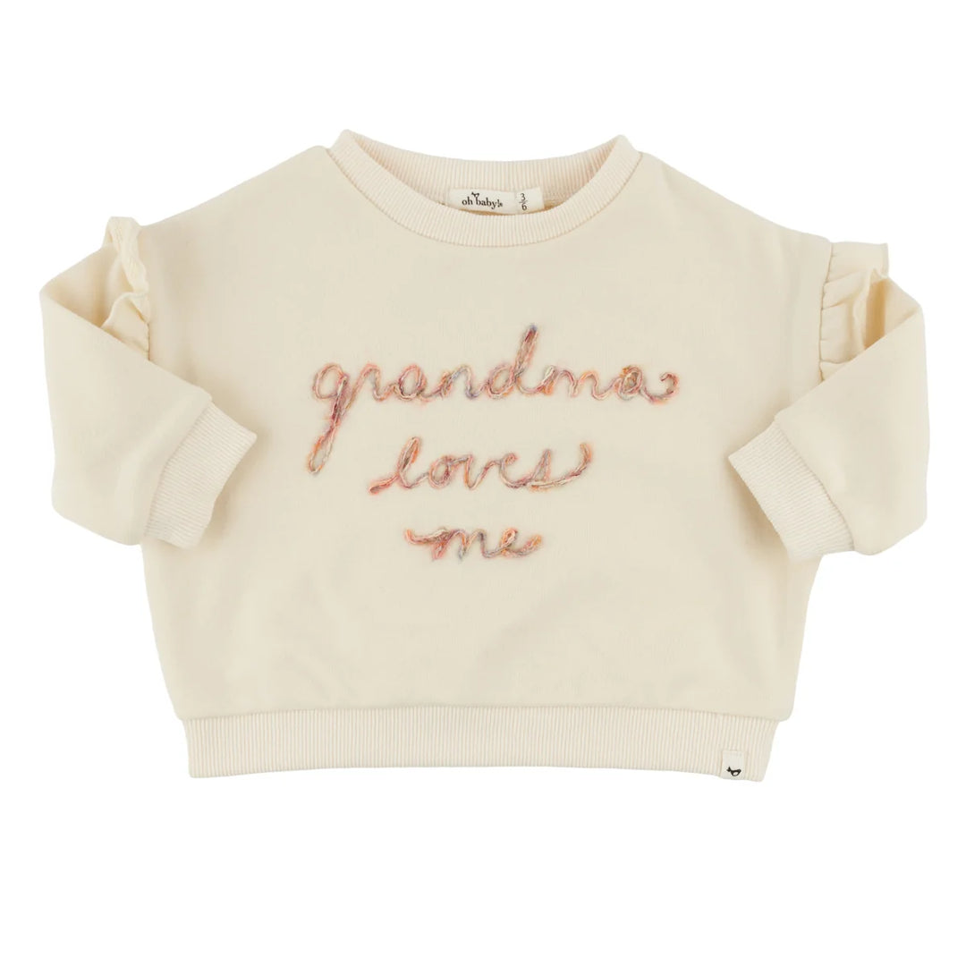 Oh Baby! Grandma Loves Me Ruffle Slouch Sweatshirt